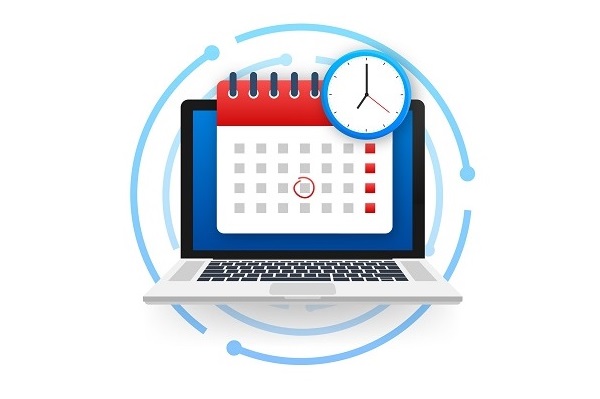 Illustration of a computer screen with a calendar on